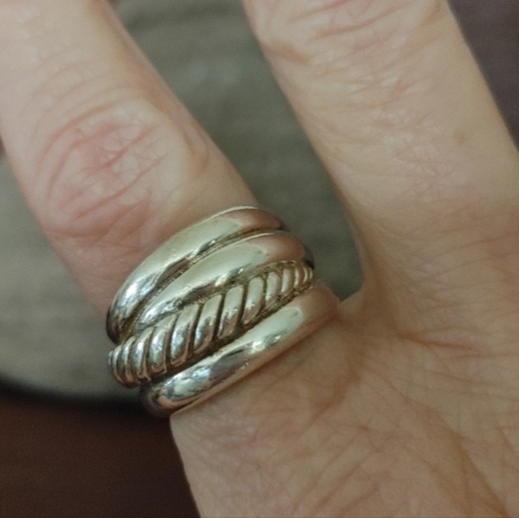 Golden Clef Sterling Ring Twisted Rope Style Arezzo Italy Size 8.5 - Picture 2 of 7